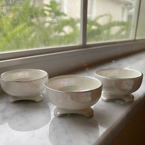 Antique R & S Prussia Opalescent lusterware Porcelain Salt bowls "Edwardian Era"